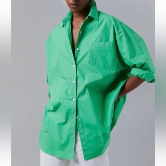 Frankie Shop Melody Oversized Shirt in Island Green Size XS/S